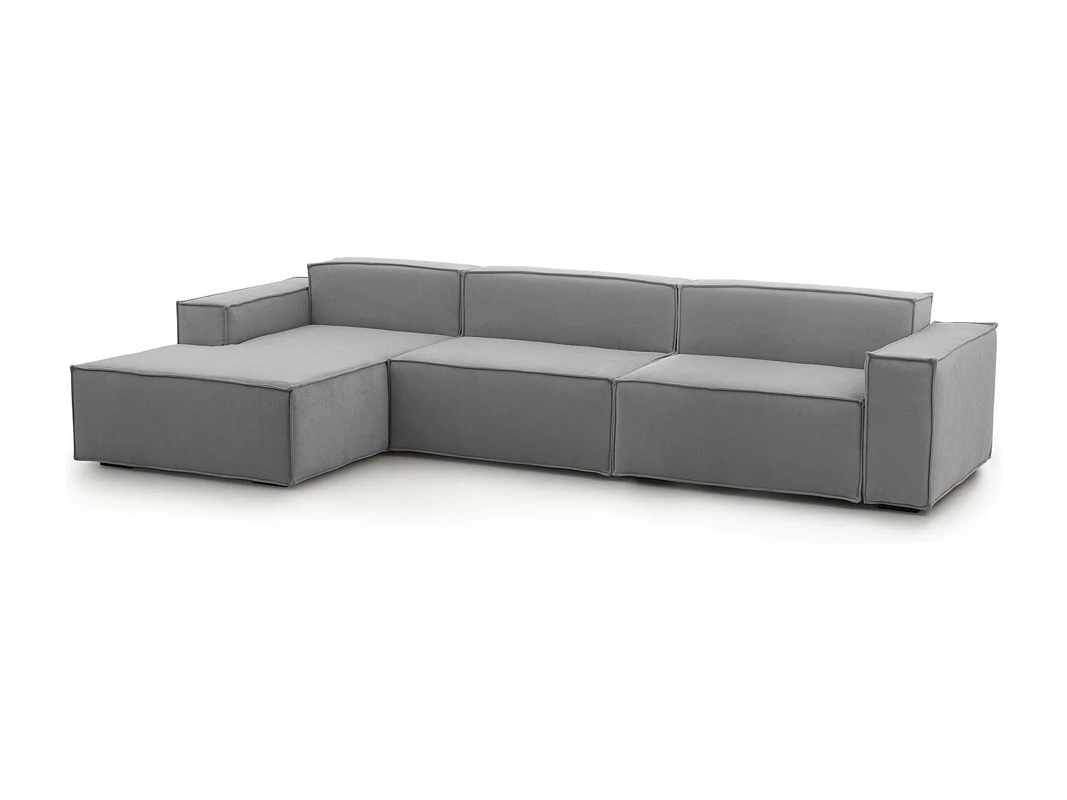 Divano Fisso con Penisola Atrillo, Sfoderabile Made in Italy, 170x340 cm Grigio