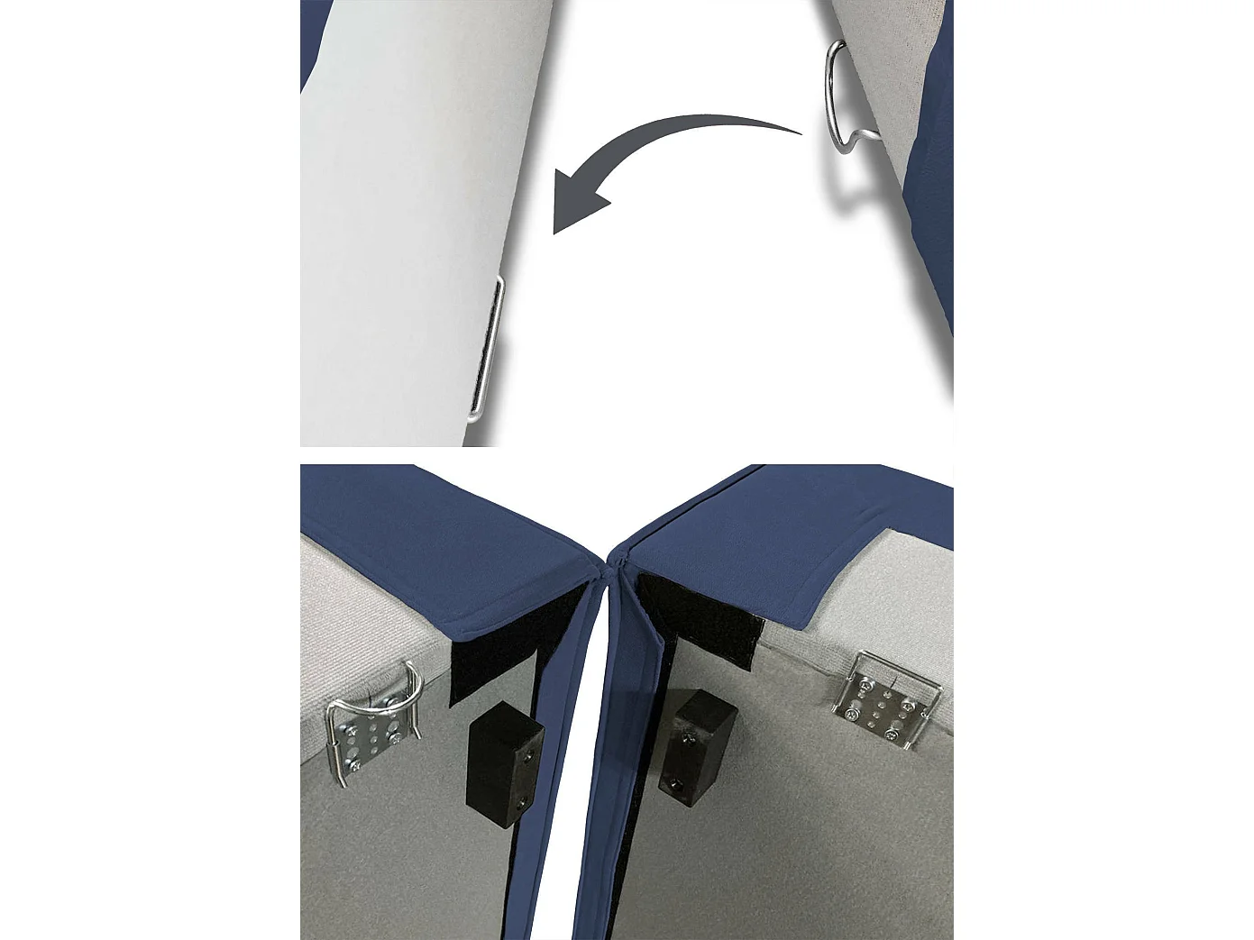 Canapé fixe Ddzek, canapé modulable 3 places avec péninsule droite, 100% Made in Italy, Canapé moderne en tissu, 300x170h70 cm, Bleu