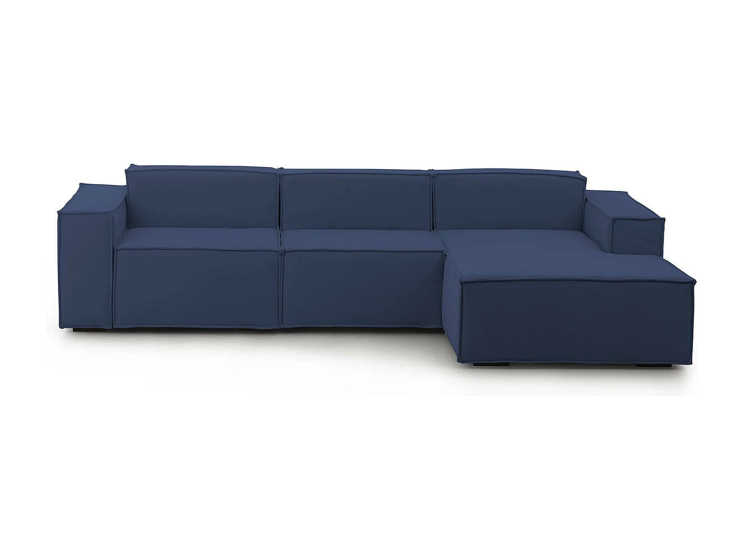 Divano Fisso con Penisola Ananas, Sfoderabile Made in Italy, 170x300 cm blu