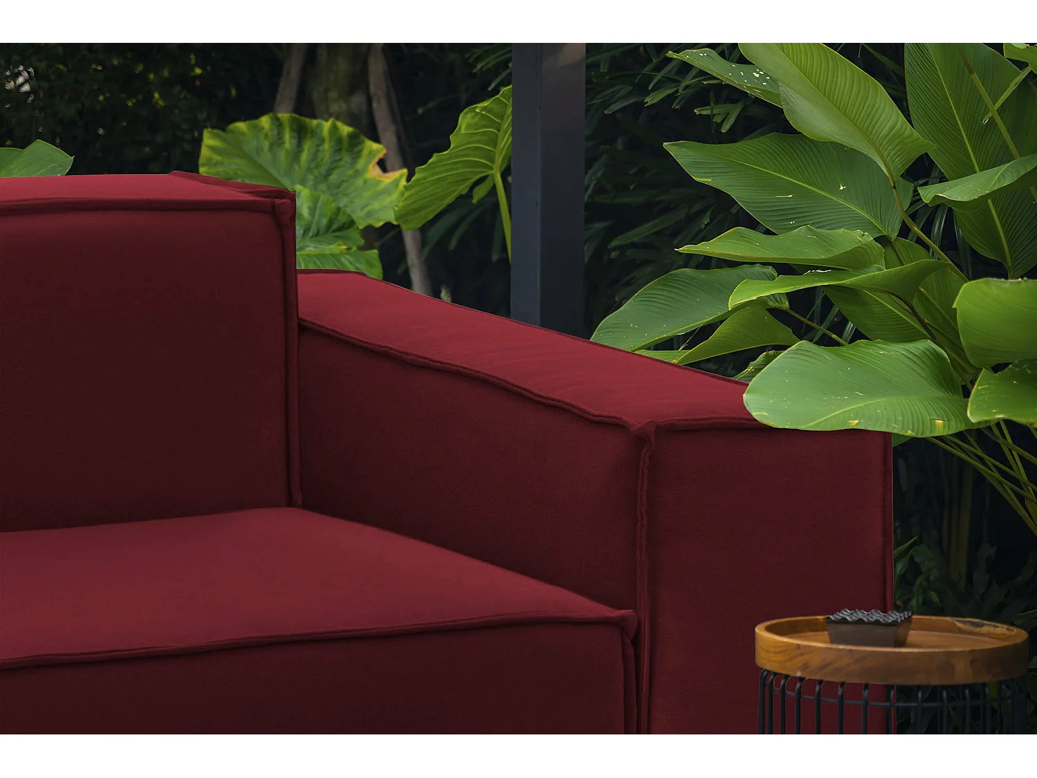Canapé fixe Dmelucc, canapé modulable linéaire 3 places, 100% Made in Italy, Canapé de salon moderne en tissu, 260x95h70 cm, Rouge