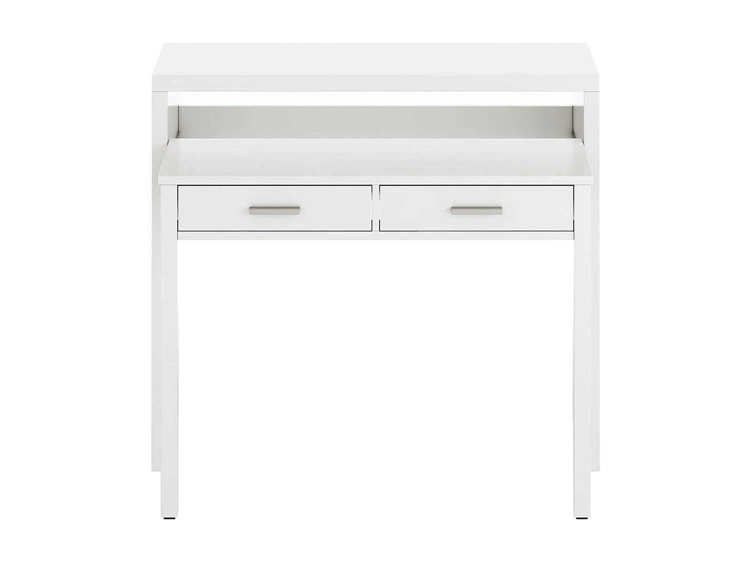 Bureau Damodi, Bureau avec plateau extensible, Bureau PC avec 2 tiroirs, 99x36h88 cm, Blanc