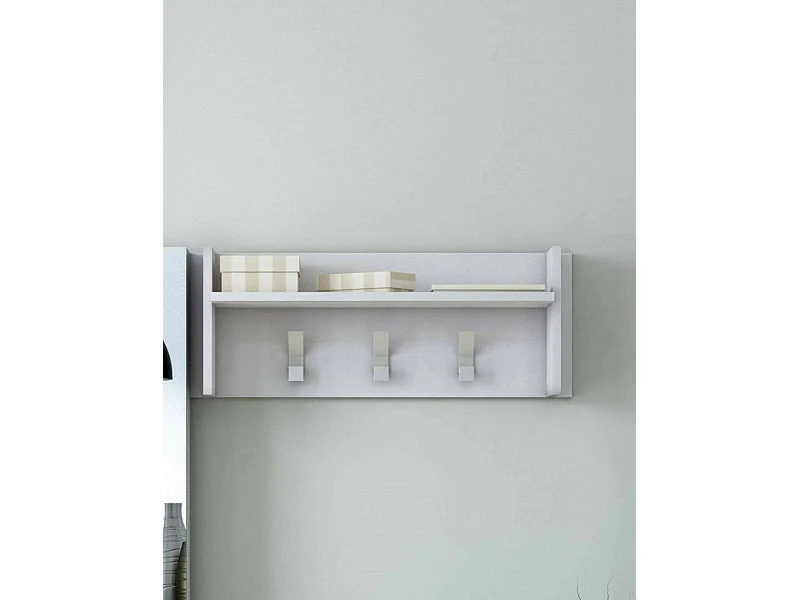 Móvel de entrada Dkornvi, cabide com 3 ganchos, prateleira de entrada, 100% Fabricado na Itália, 90x29h34 cm, Branco