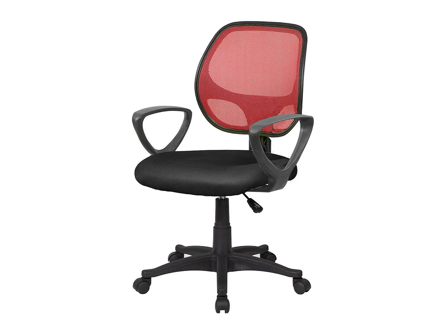 Chaise de bureau Ddjidj, Chaise de travail en maille avec accoudoirs, Siège de bureau ergonomique, 56x57h88/100 cm, Noir et Rouge