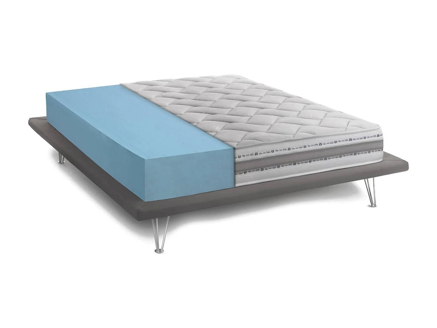 Dfiorio dubbele matras, uitneembaar traagschuim en waterschuimmatras, 100% Made in Italy, anti-mijt en hypoallergeen, 120x190h21 cm