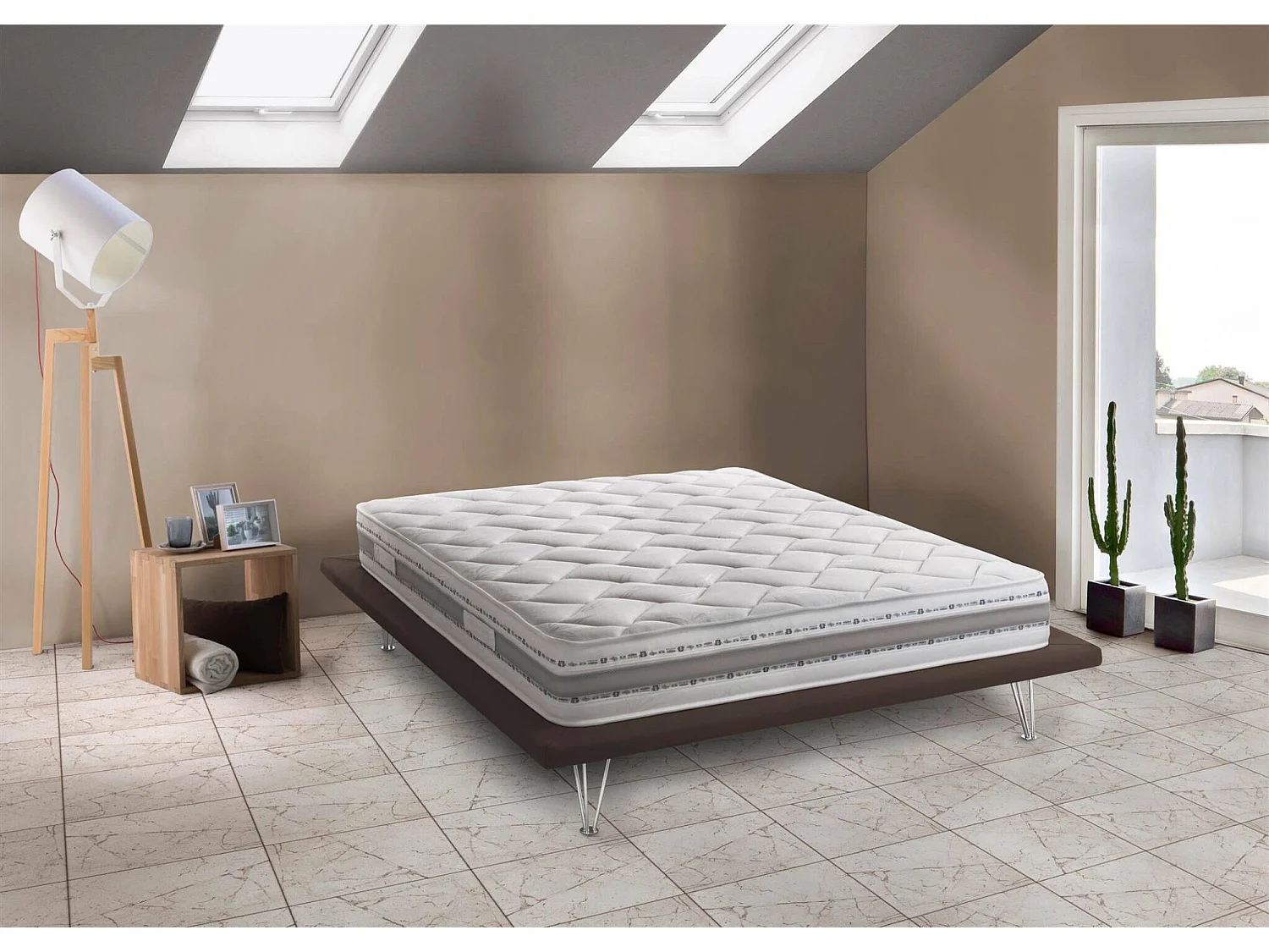 Dfiorio dubbele matras, uitneembaar traagschuim en waterschuimmatras, 100% Made in Italy, anti-mijt en hypoallergeen, 120x190h21 cm