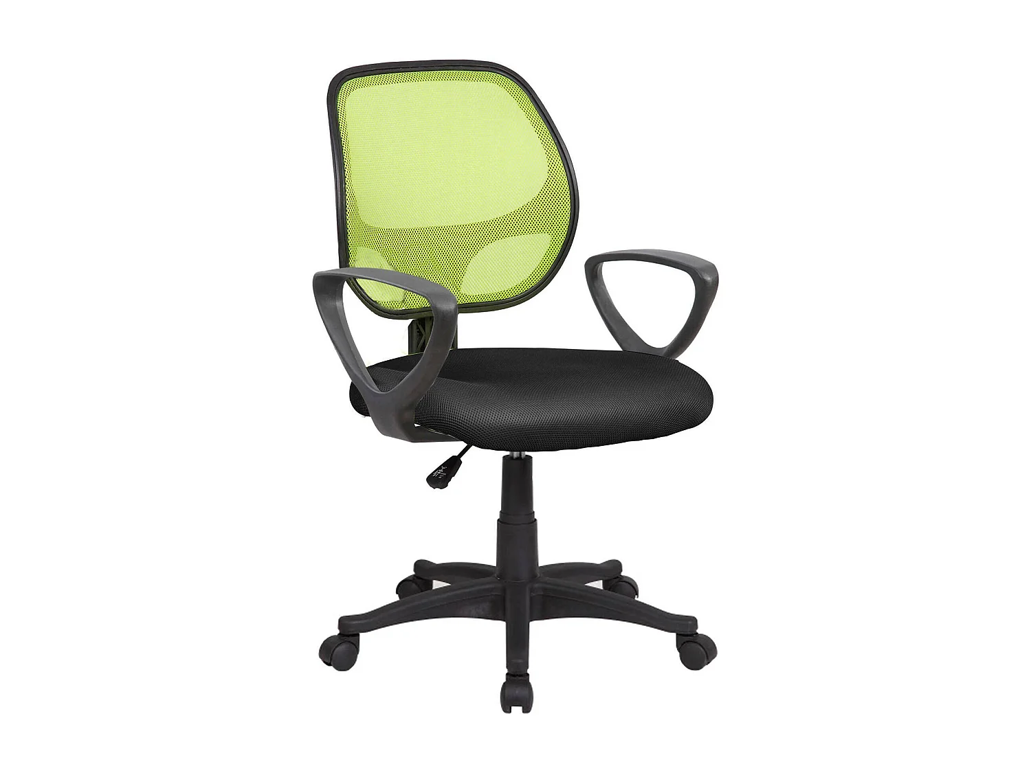 Chaise de bureau Ddjidj, Chaise de travail en maille avec accoudoirs, Siège de bureau ergonomique, 56x57h88/100 cm, Noir et Vert