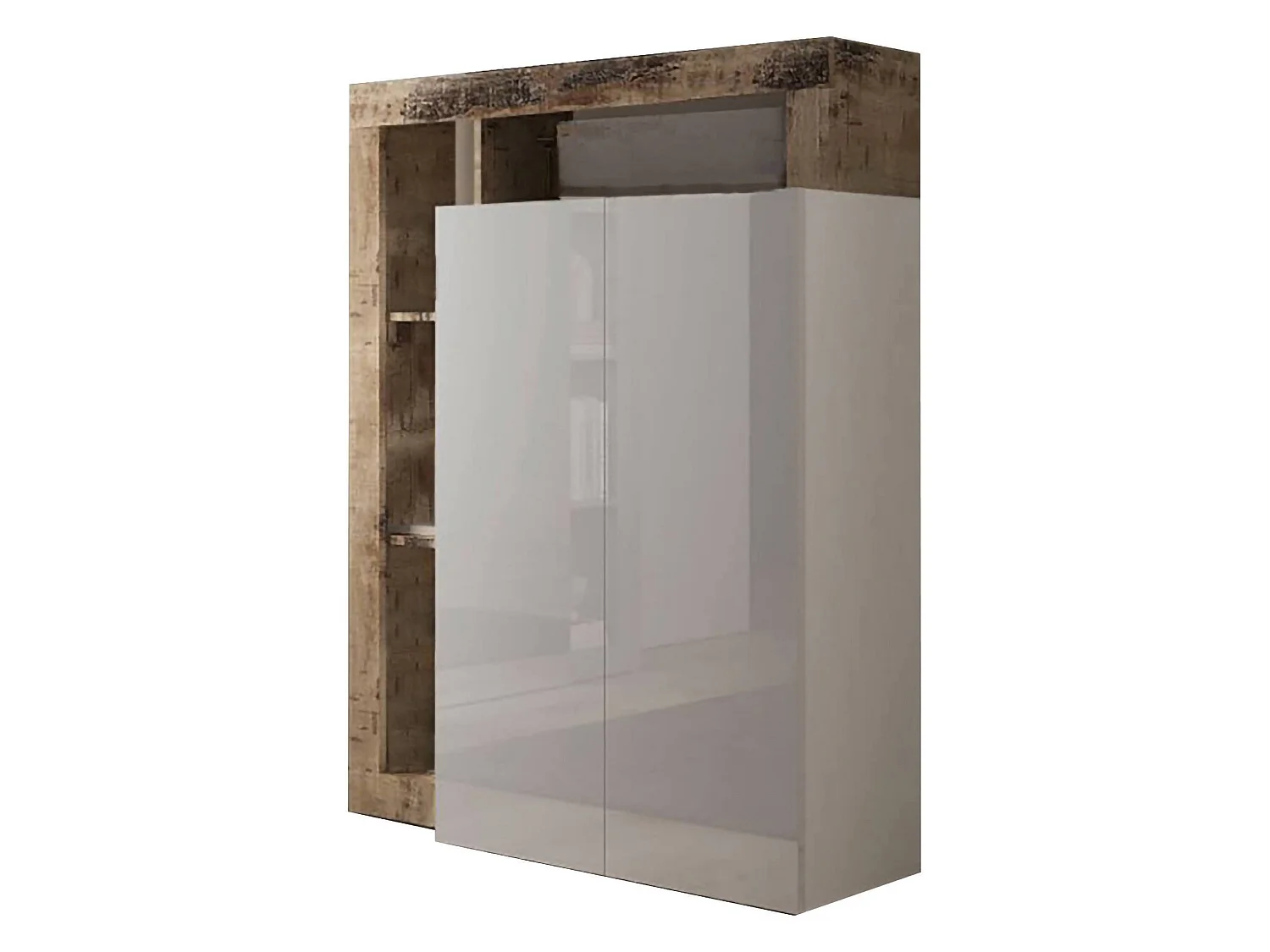 Armoire polyvalente à 2 portes Dbea, Meubles multifonctionnels, Support à chaussures, Made in Italy, 78x35 h116 cm, Blanc brillant et Chêne clair