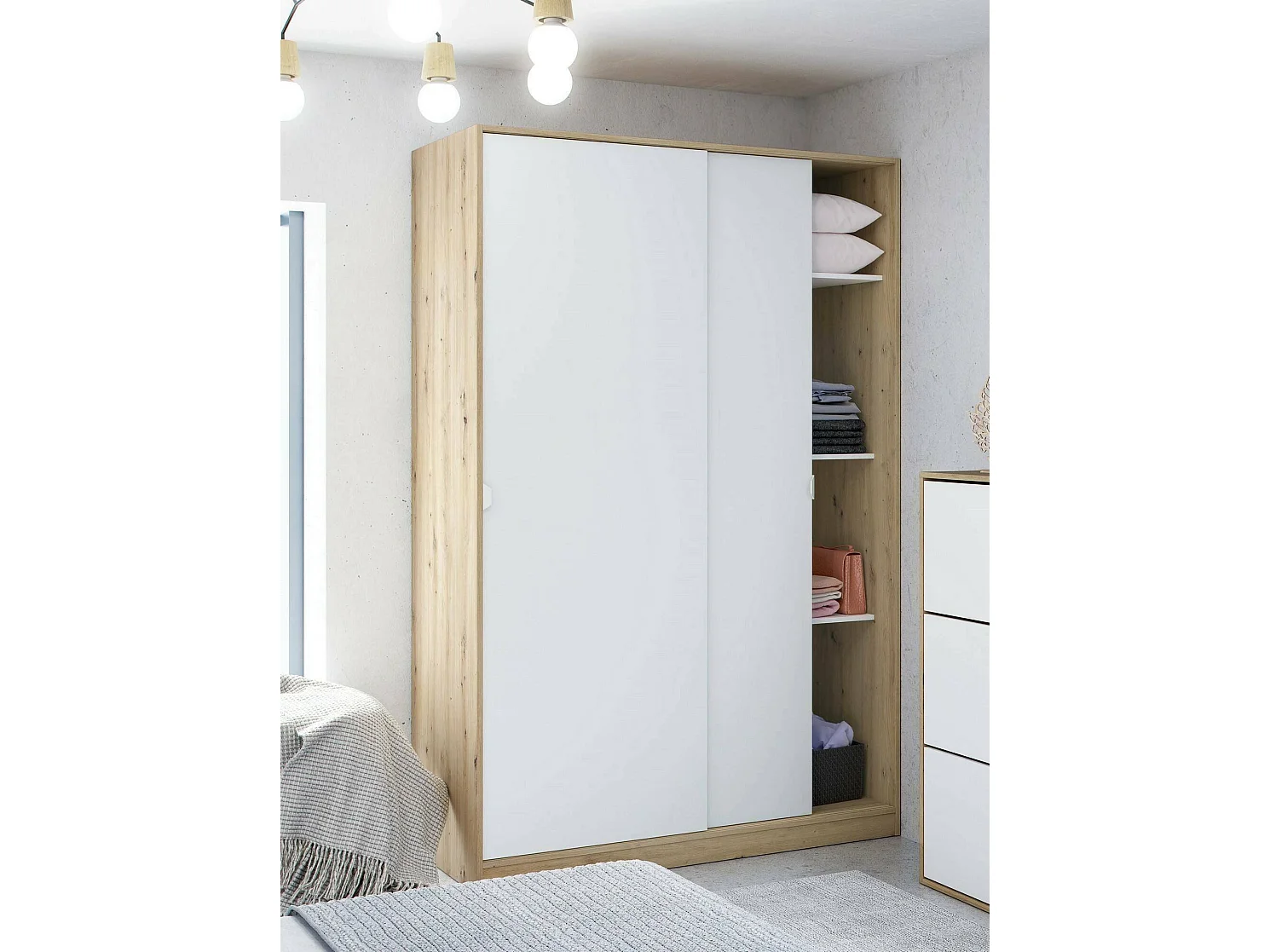 Guardaroba 2 Ante Adrenalin, Appendiabiti, 50x200h cm Marrone Rovere Nodi, Armadio Camera da Letto