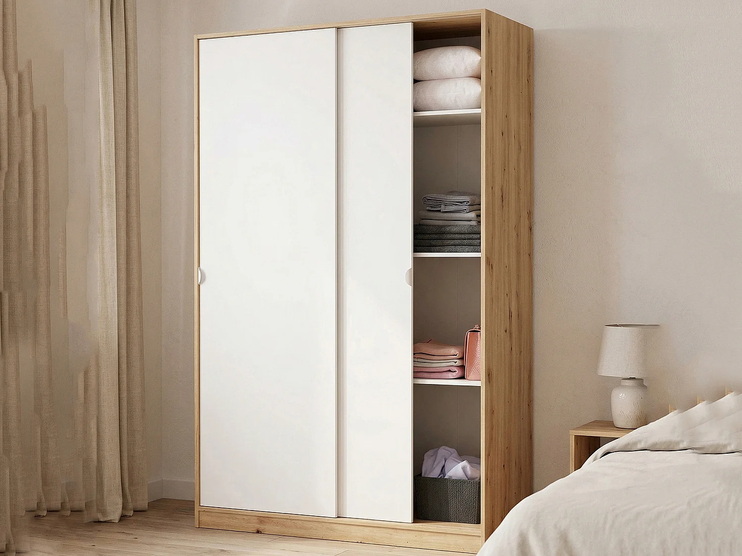Guardaroba 2 Ante Adrenalin, Appendiabiti, 50x200h cm Marrone Rovere Nodi, Armadio Camera da Letto