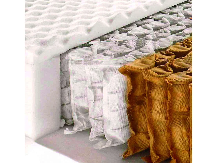 Colchón doble Ddapozz, Colchón viscoelástico y muelles ensacados, 100% Made in Italy, Antiácaros e hipoalergénico, cm 160x190h26