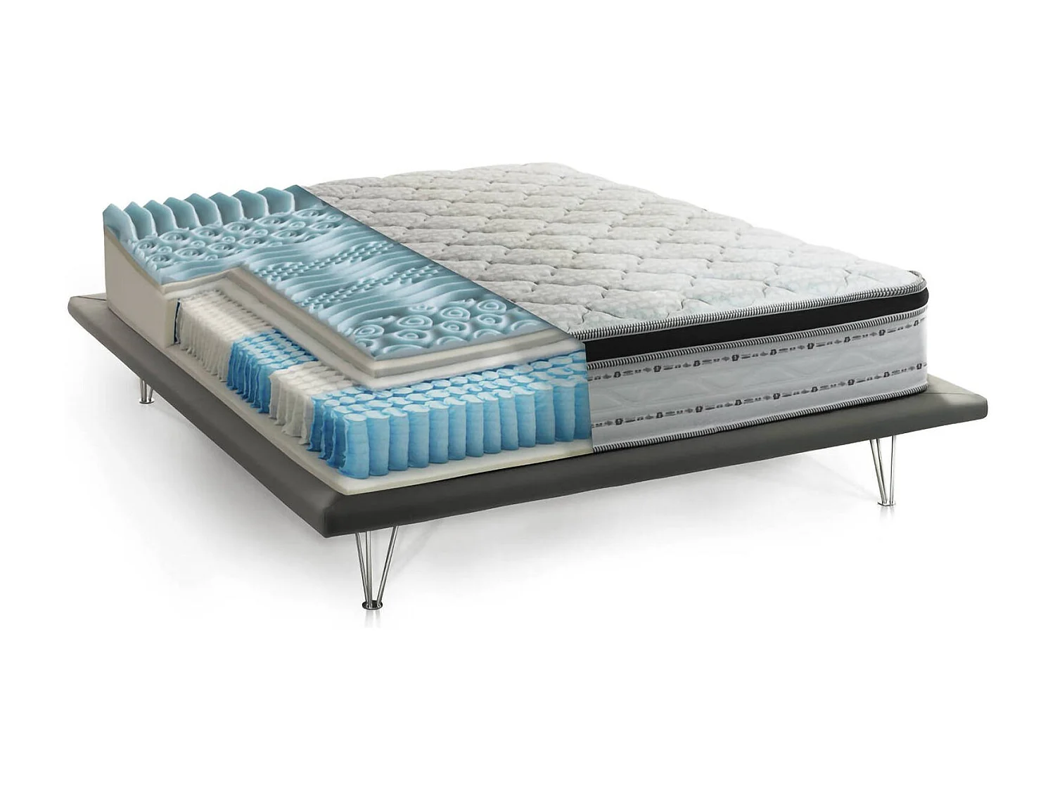 Matelas double Dmadonn, déhoussable en Memory Foam+Gel et ressorts ensachés, 100% Made in Italy, anti-acariens et hypoallergénique, 180x200h27 cm