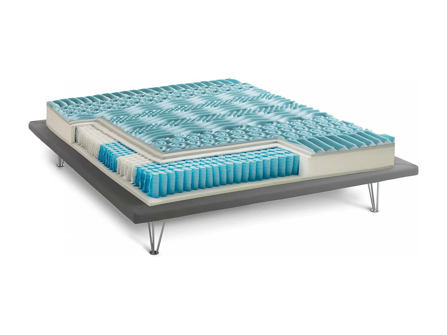 Matelas double Dmadonn, déhoussable en Memory Foam+Gel et ressorts ensachés, 100% Made in Italy, anti-acariens et hypoallergénique, 180x200h27 cm