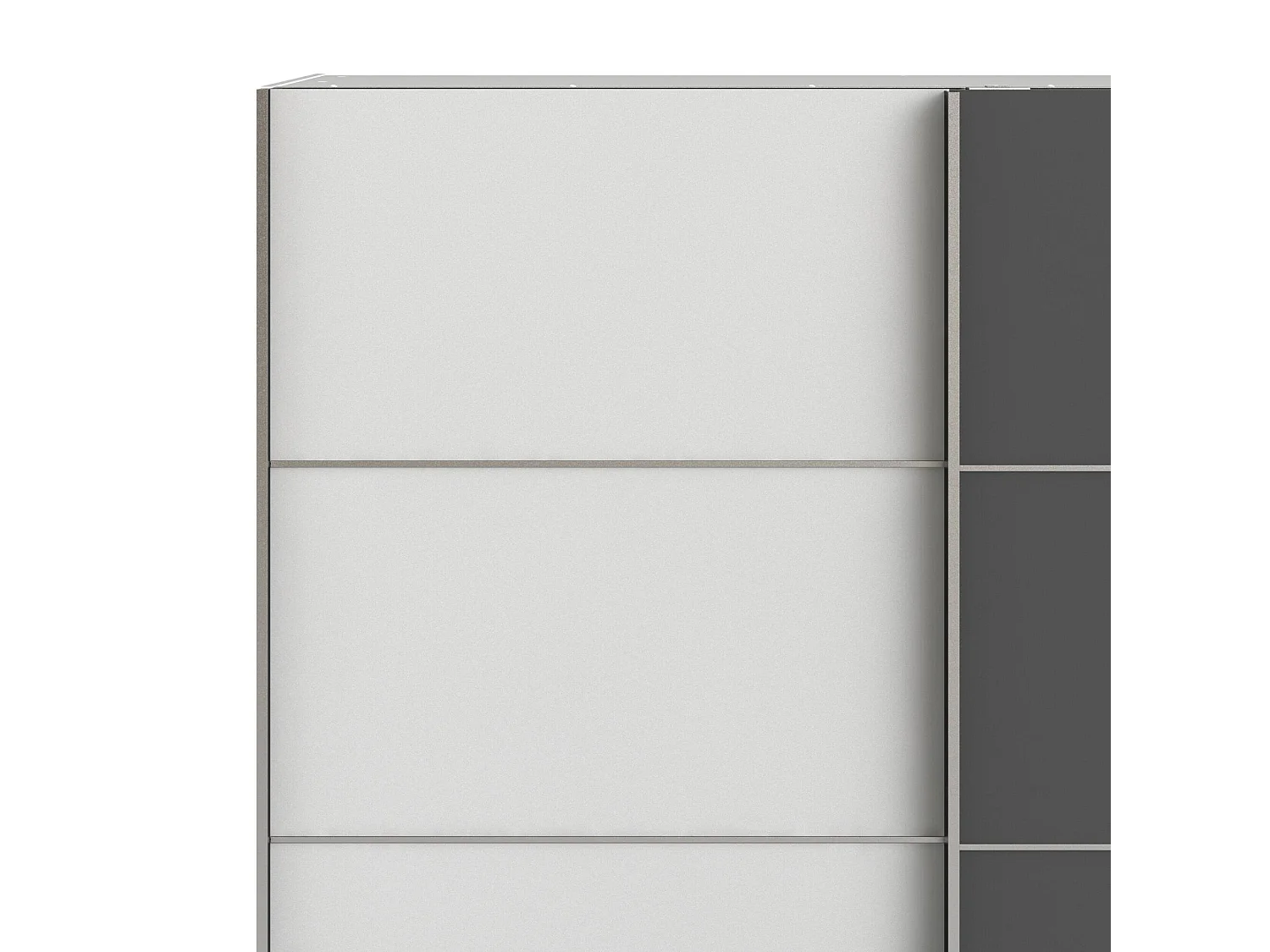 Anela 2-deurskast, Slaapkamermeubel, Inloopkast, Kledingkast, 182x64 h202 cm, Grijs en Wit