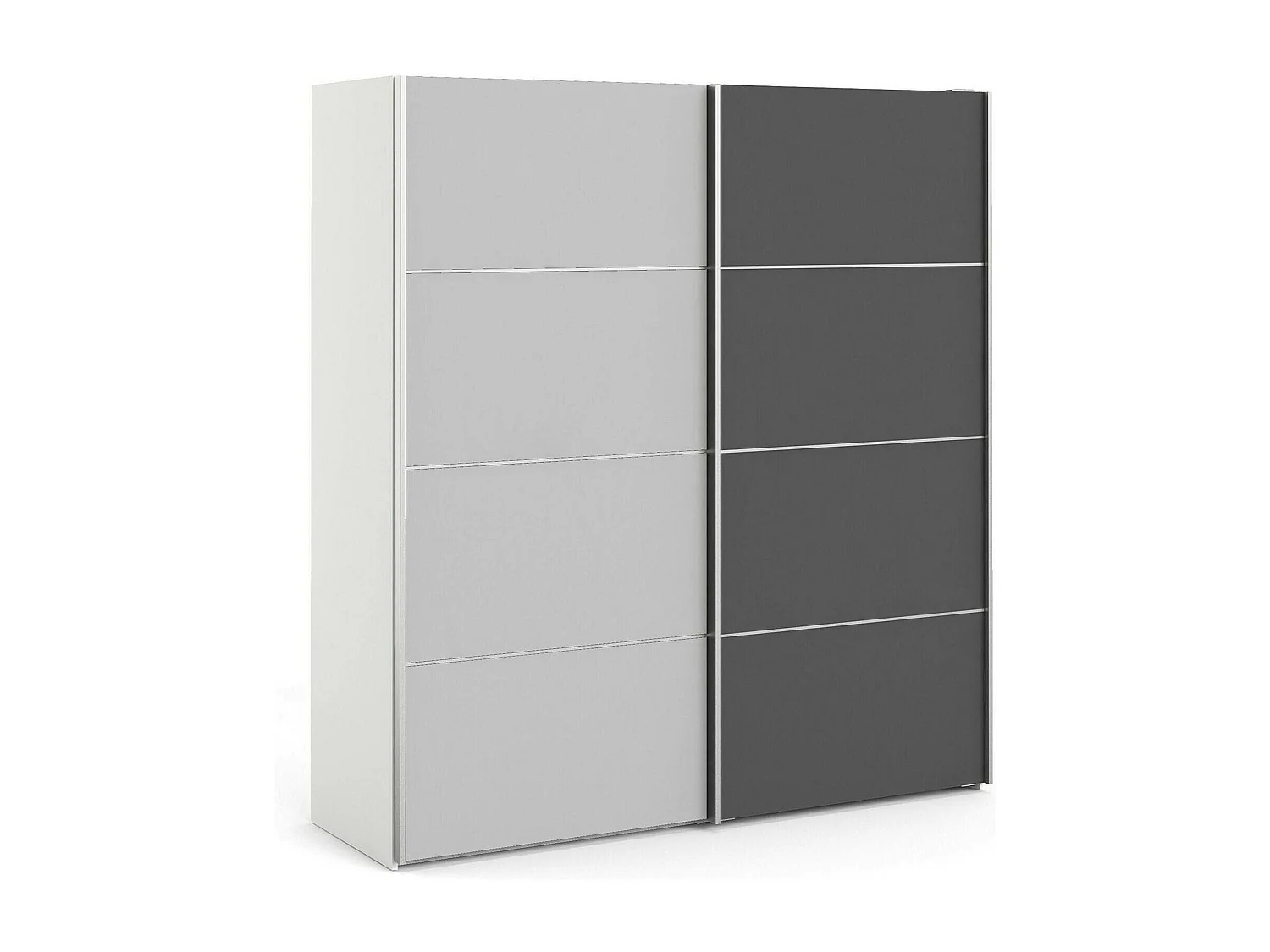 Garde-robe 2 portes Anela, Meubles de chambre, Penderie de plain-pied, Placard à vêtements, 182x64 h202 cm, Gris et Blanc