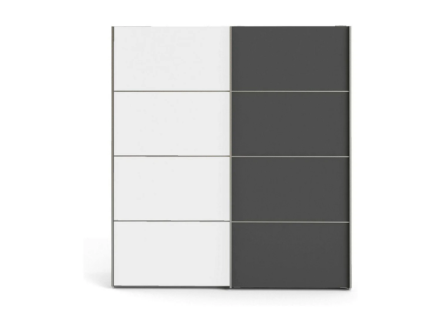 Garde-robe 2 portes Anela, Meubles de chambre, Penderie de plain-pied, Placard à vêtements, 182x64 h202 cm, Gris et Blanc