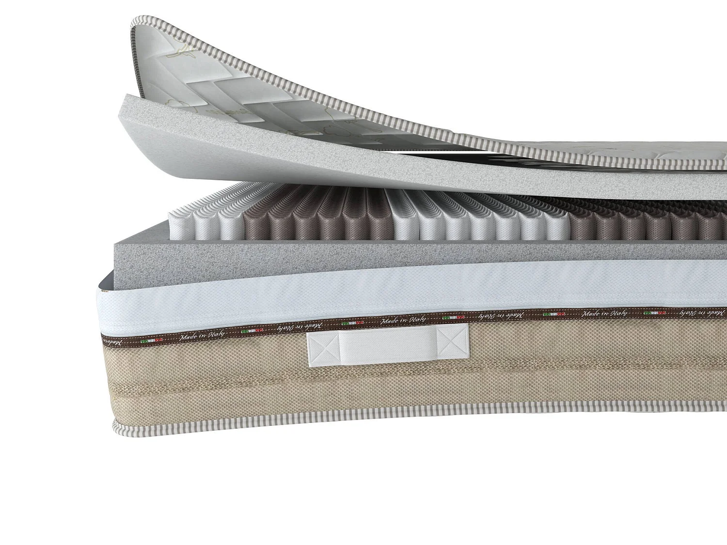 Talamo Italia Materasso Singolo Ofiuco 200x80x25h cm Bianco Grado Rigidità 8/10 Misura Rete Compatibile 80x200 cm, Singolo Made in Italy
