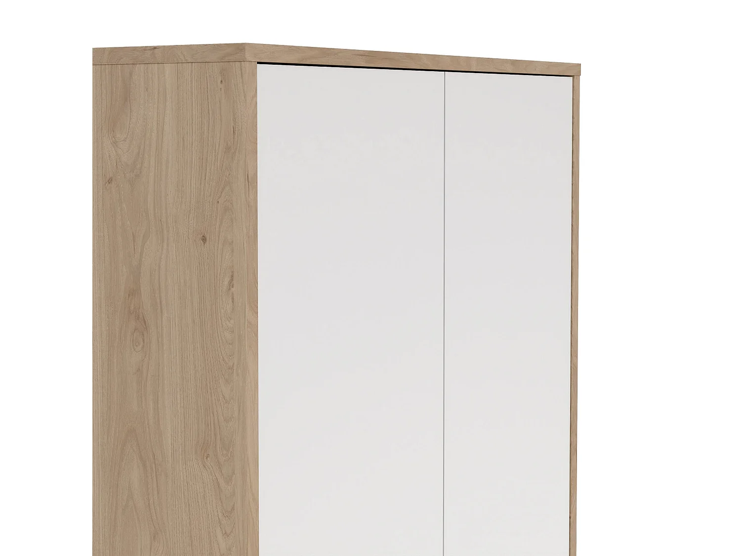 Bibliothèque Dtavca, Etagère de bureau, Porte-livre mobile, Librairie, 80x34 h205 cm, Chêne clair et Blanc