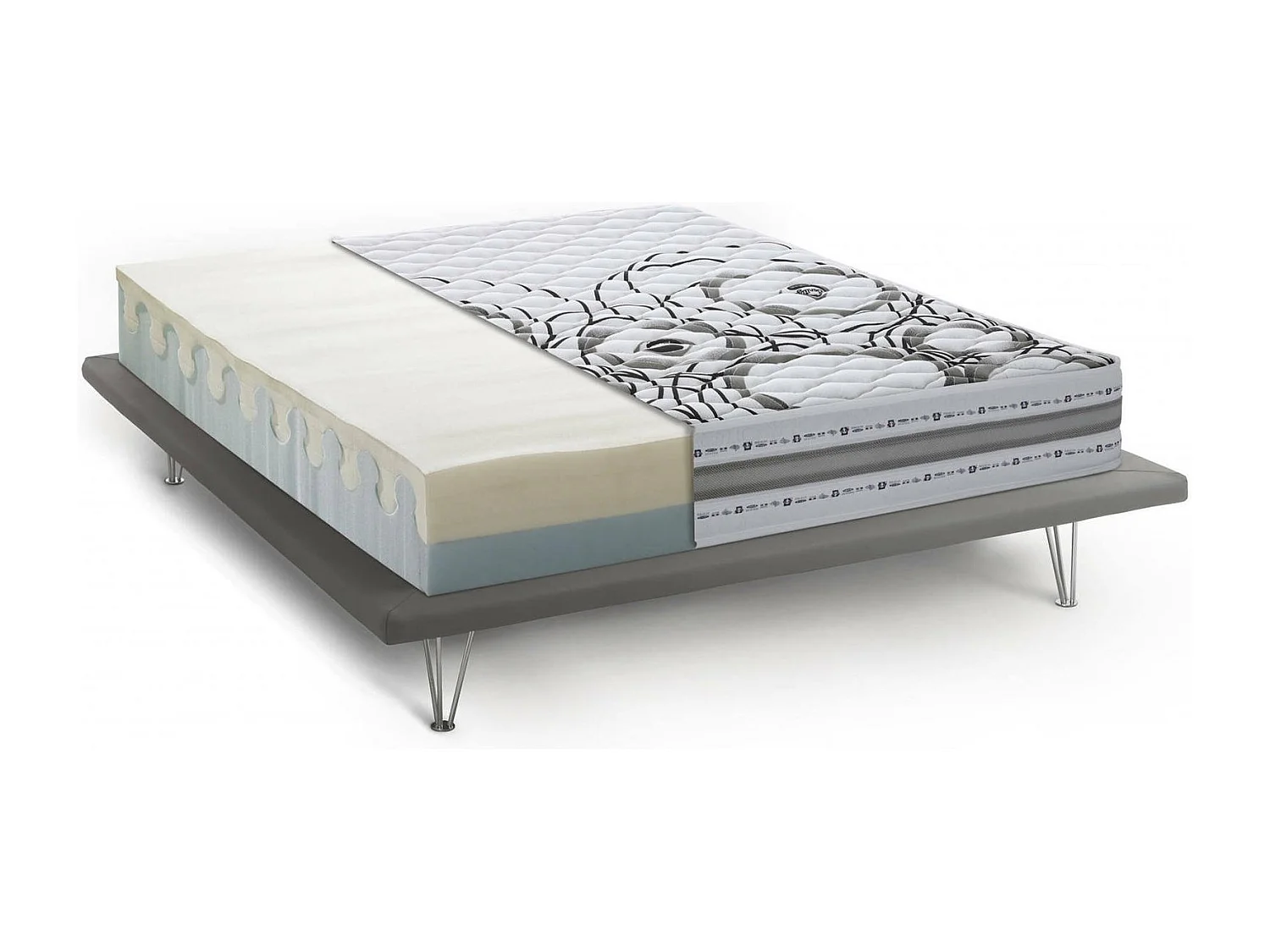 Matelas double Dmelos, matelas en mousse à mémoire de forme et Waterfoam, 100% Made in Italy, anti-acariens et hypoallergénique, 160x200h 22 cm