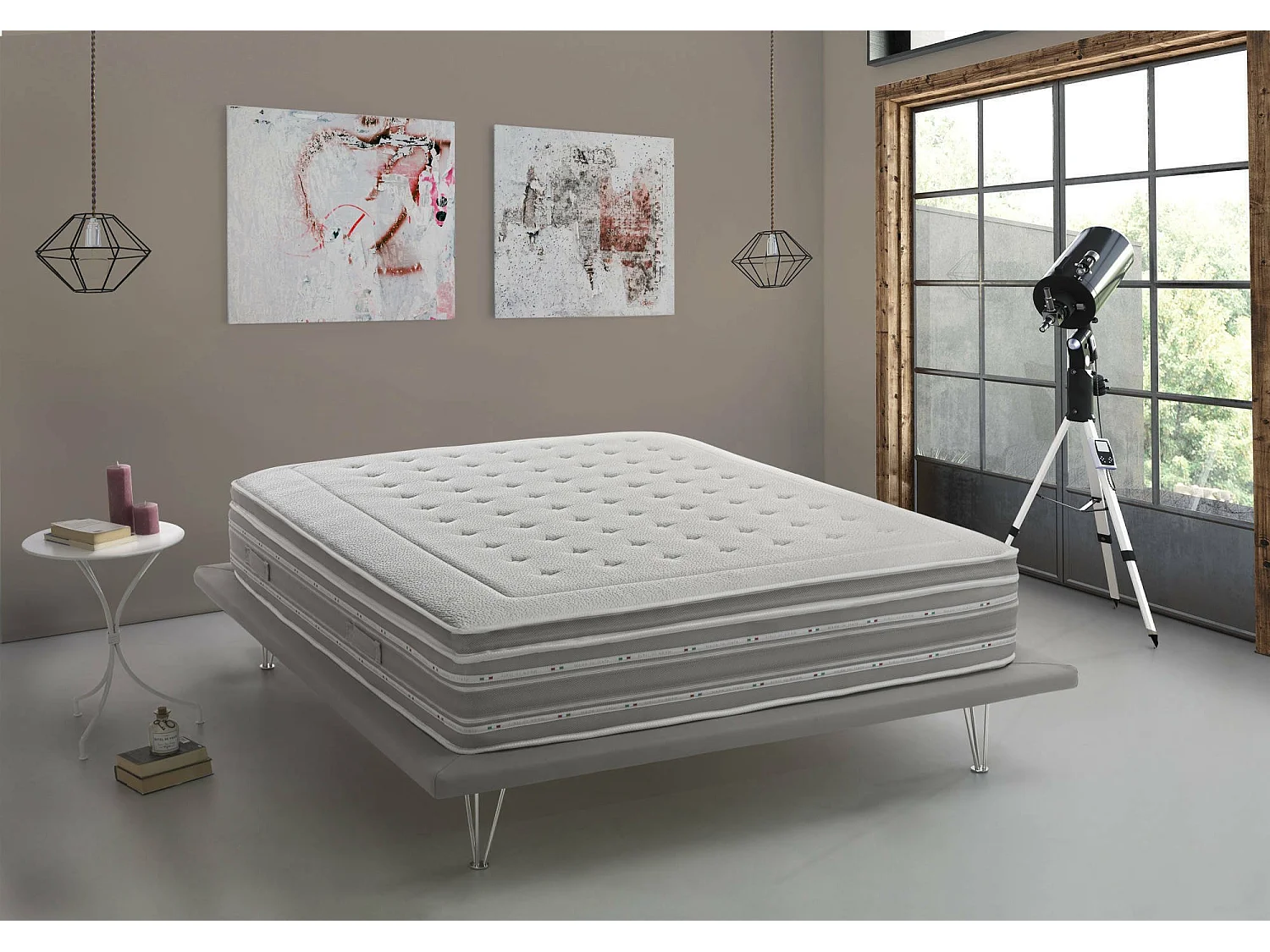 Dgiudic dubbele matras, orthopedisch in traagschuim en pocket microveren, 100% Made in Italy, anti-mijt en hypoallergeen, 120x190h37 cm