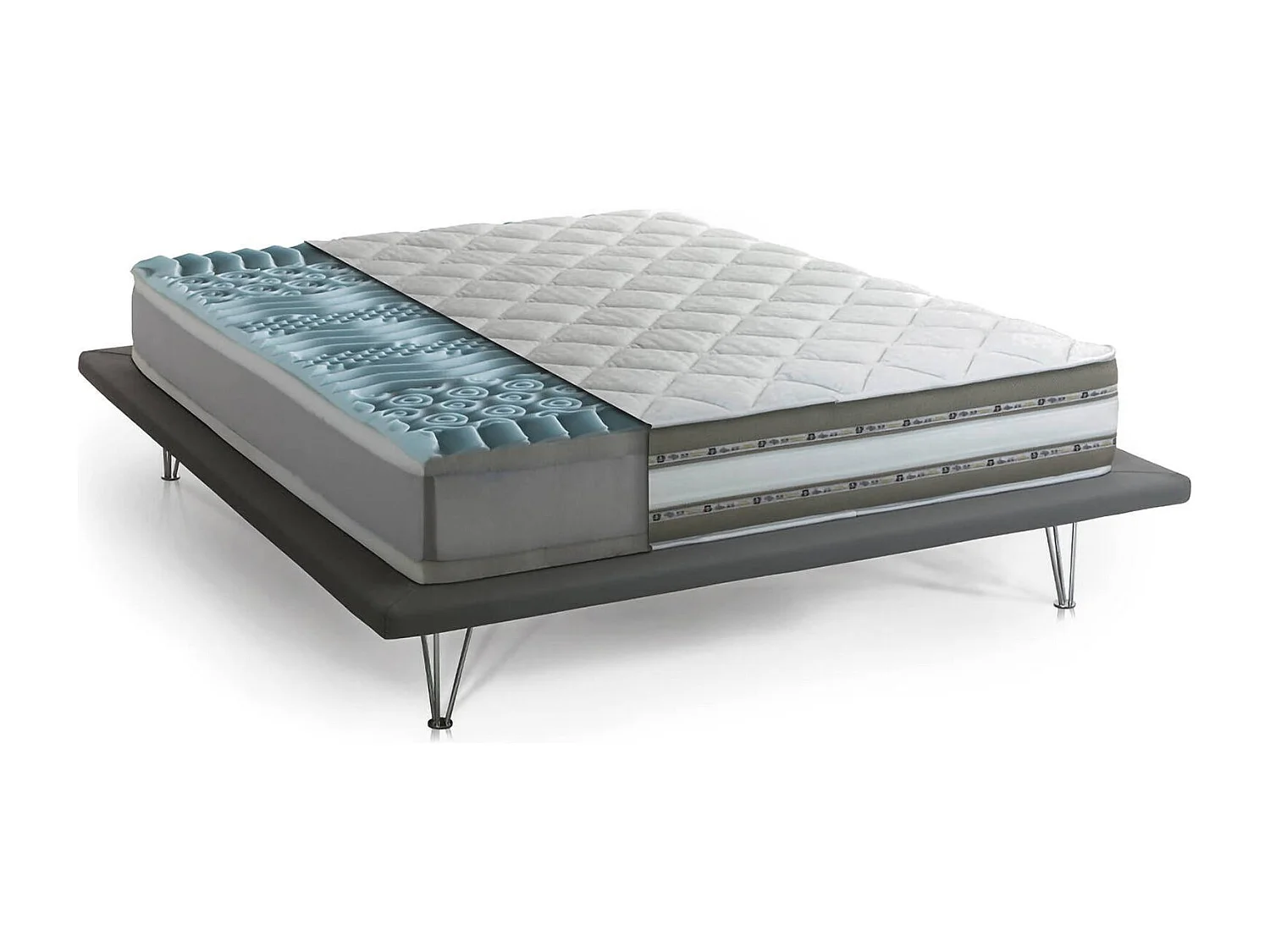 Doppelmatratze Dkiwio, Herausnehmbare Matratze aus Memory Foam und Gel Waterfoam, 100% Made in Italy, Anti-Milbe und hypoallergen, Cm 160x190 h27
