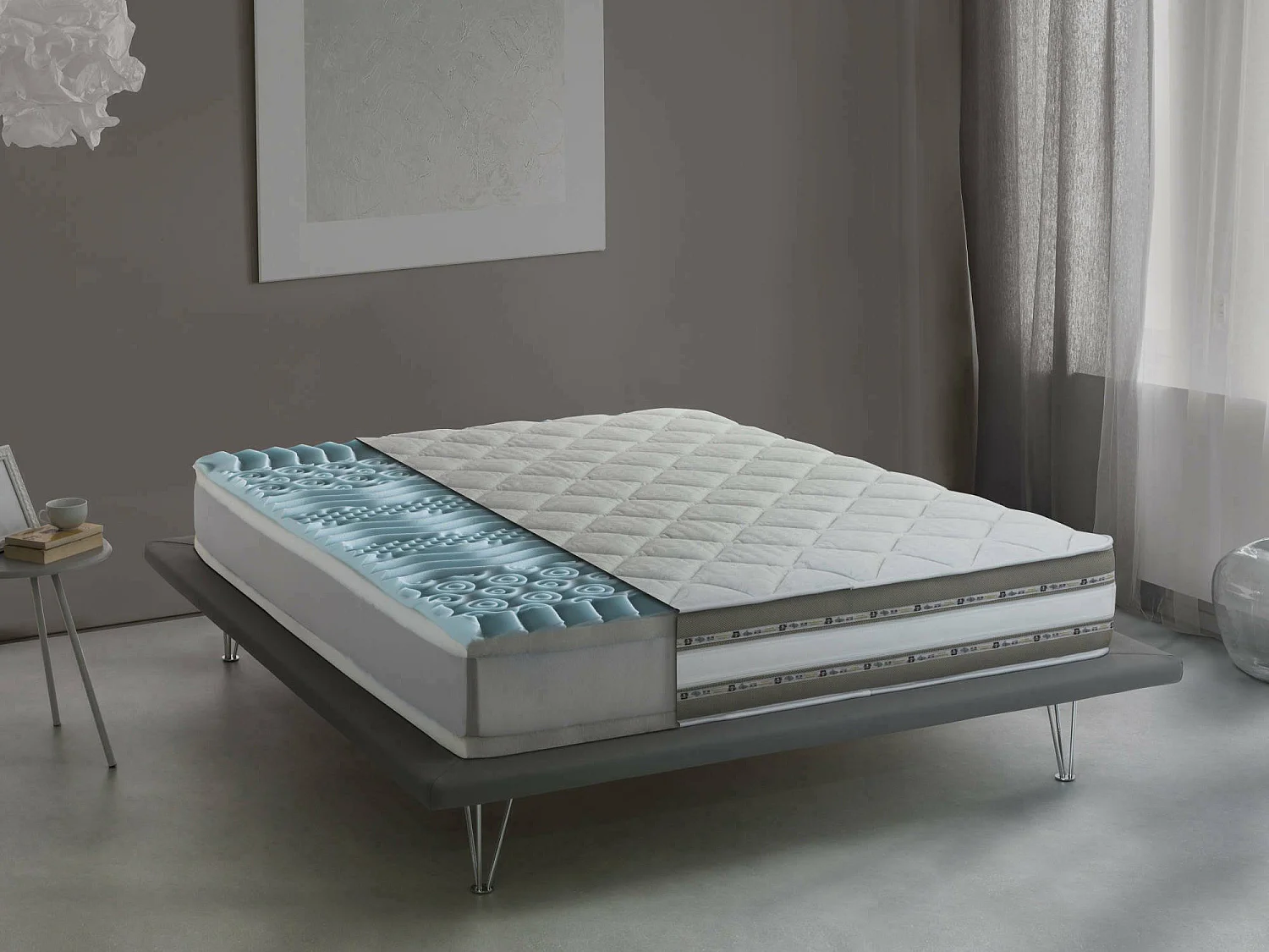Doppelmatratze Dkiwio, Herausnehmbare Matratze aus Memory Foam und Gel Waterfoam, 100% Made in Italy, Anti-Milbe und hypoallergen, Cm 160x190 h27