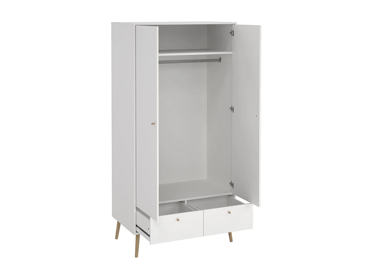 Garde-robe 2 portes Dscarp, Meubles de chambre, Penderie de plain-pied, Placard à vêtements, 99x58 h200 cm, Blanc