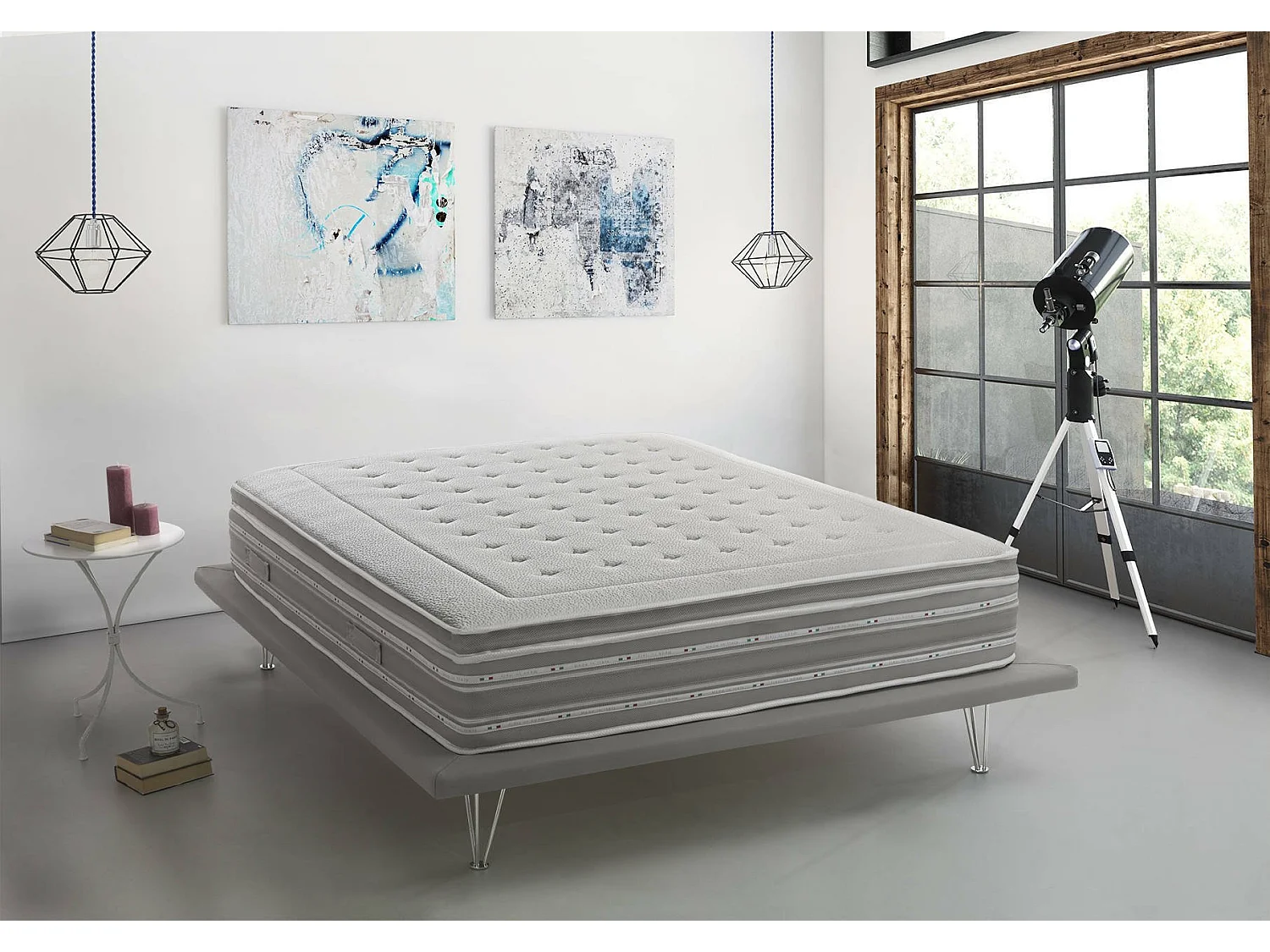 Matelas double Dme, orthopédique en mousse à mémoire de forme et microressorts ensachés, 100% Made in Italy, anti-acariens et hypoallergénique, 160x190h37 cm