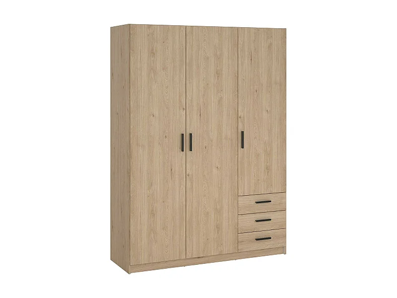 Guardaroba 3 Ante Simeon, 4 Ripiani, 49.8x147 cm Marrone Rovere, Armadio Camera da Letto