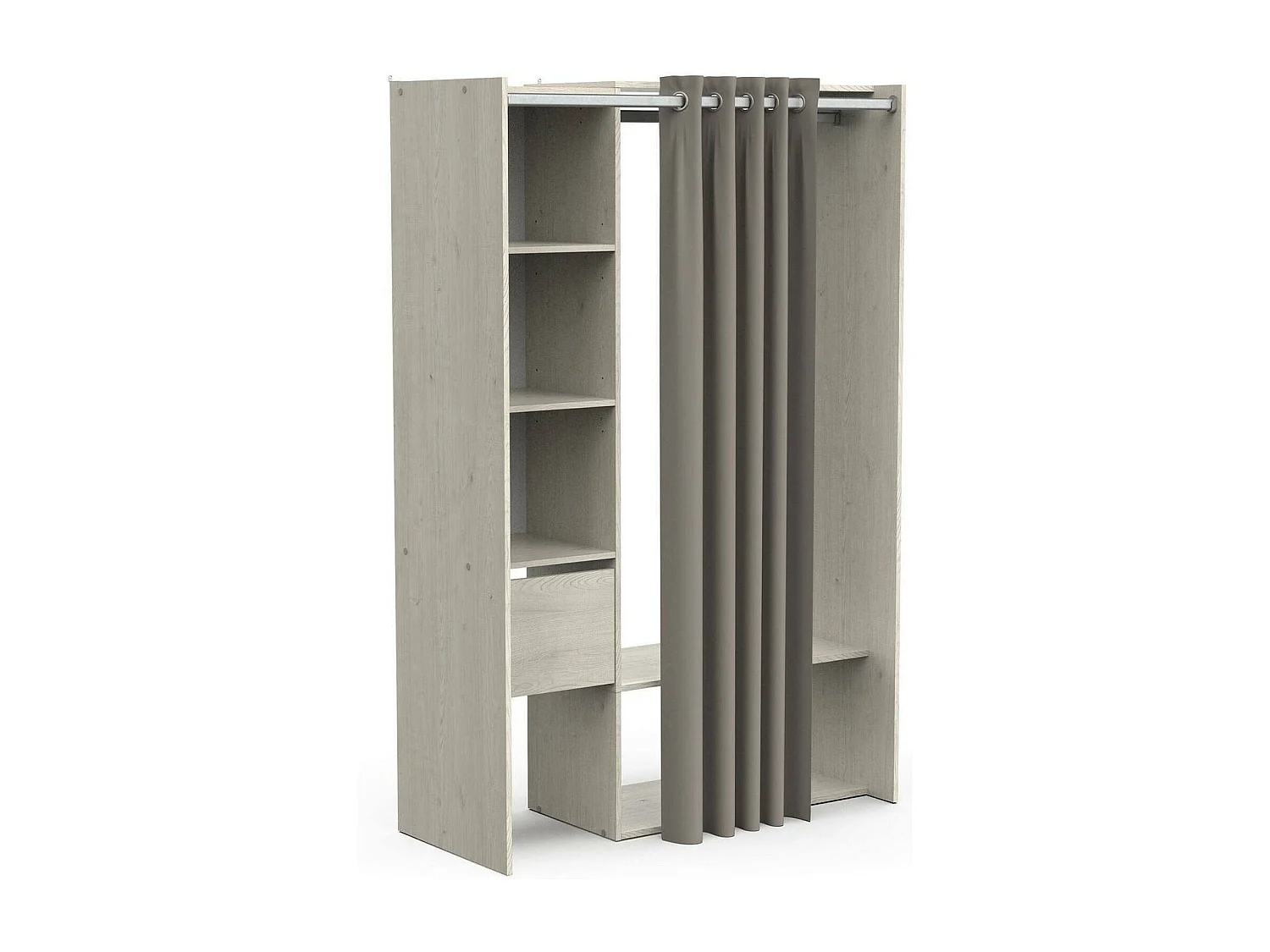 Guardaroba Grande Elettori, 4 Ripiani, 49.9x183h cm Marrone Rovere, Armadio Camera da Letto