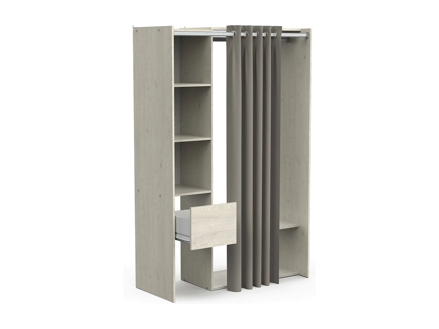 Guardaroba Grande Elettori, 4 Ripiani, 49.9x183h cm Marrone Rovere, Armadio Camera da Letto