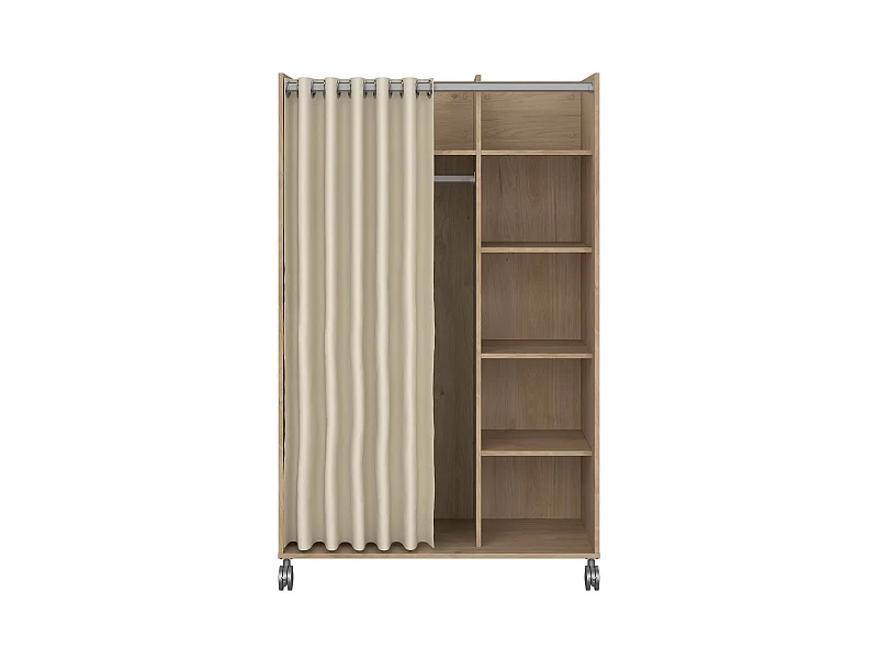 Dsesi grote kledingkast, Slaapkamermeubel, Inloopkast, Kledingkast, 100x48 h160 cm, Eiken en Beige