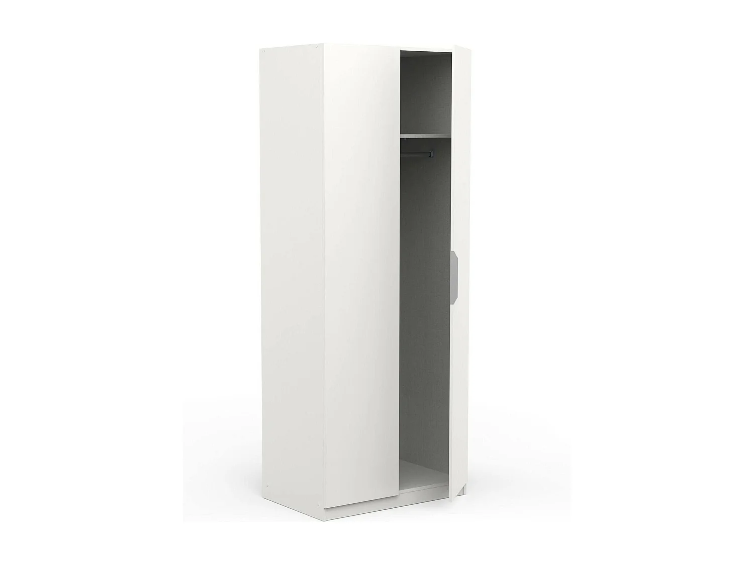 Garde-robe 2 portes Djakobsso, Meubles de chambre, Penderie de plain-pied, Placard à vêtements, 79x51 h203 cm, Blanc mat