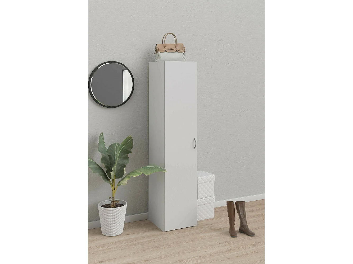 Armadio Multiuso 1 Anta Am, Appendiabiti, 41.5x175.4h cm Bianco