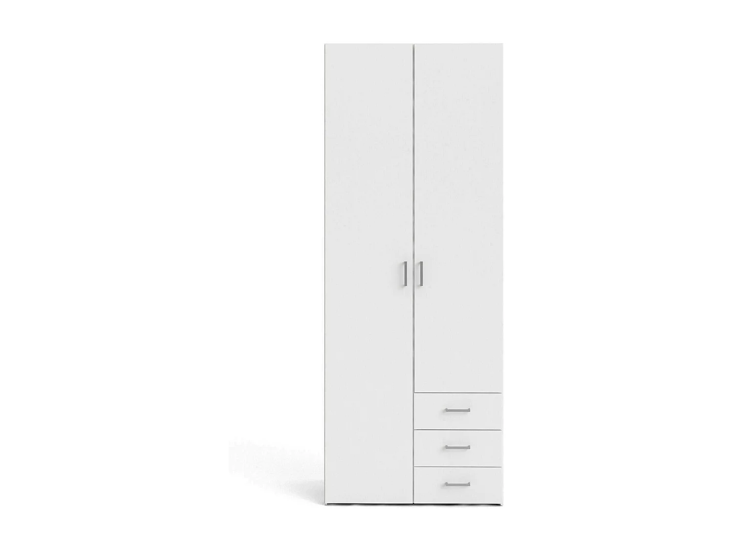 Garde-robe 2 portes Dscaratt, Meubles de chambre, Penderie de plain-pied, Placard à vêtements, 77x50 h200 cm, Blanc