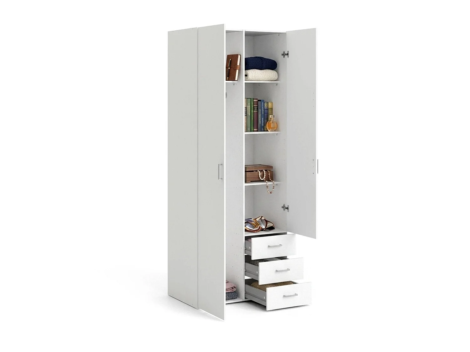Kleiderschrank 2 Türen\ 2 Türen\ Dscaratt, Schlafzimmermöbel, Schrank, Garderobe, 77x50 h200 cm, WeiÃŸ