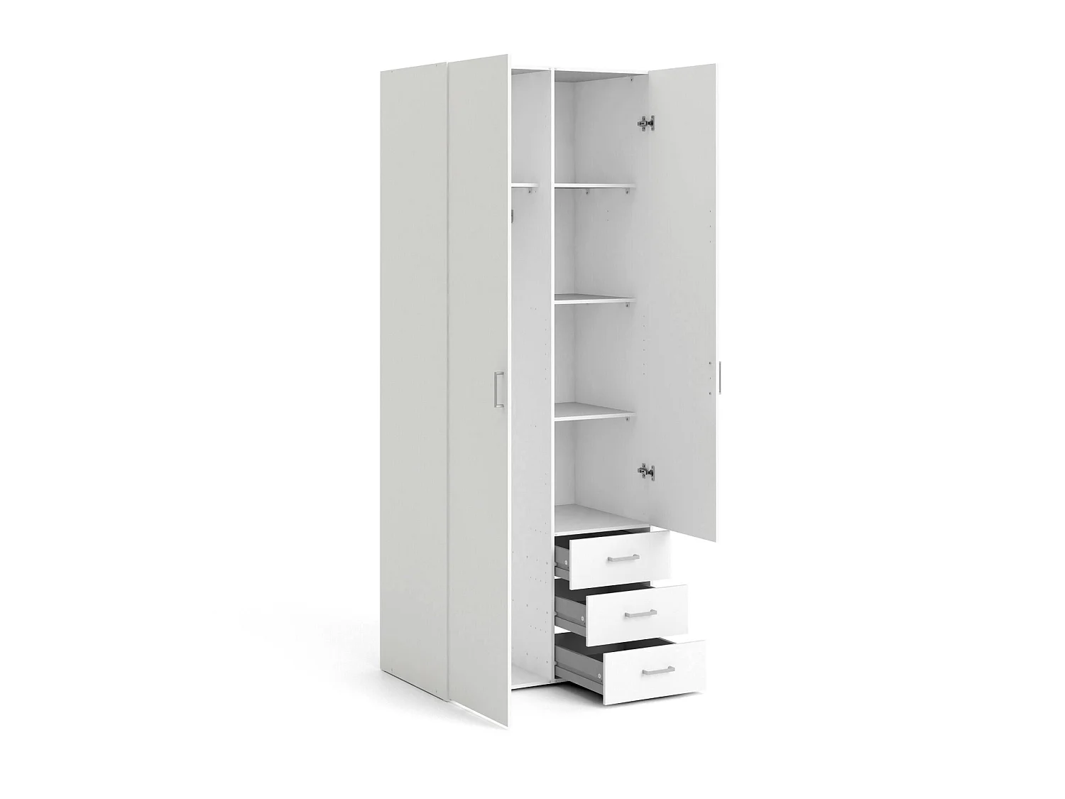 Kleiderschrank 2 Türen\ 2 Türen\ Dscaratt, Schlafzimmermöbel, Schrank, Garderobe, 77x50 h200 cm, WeiÃŸ