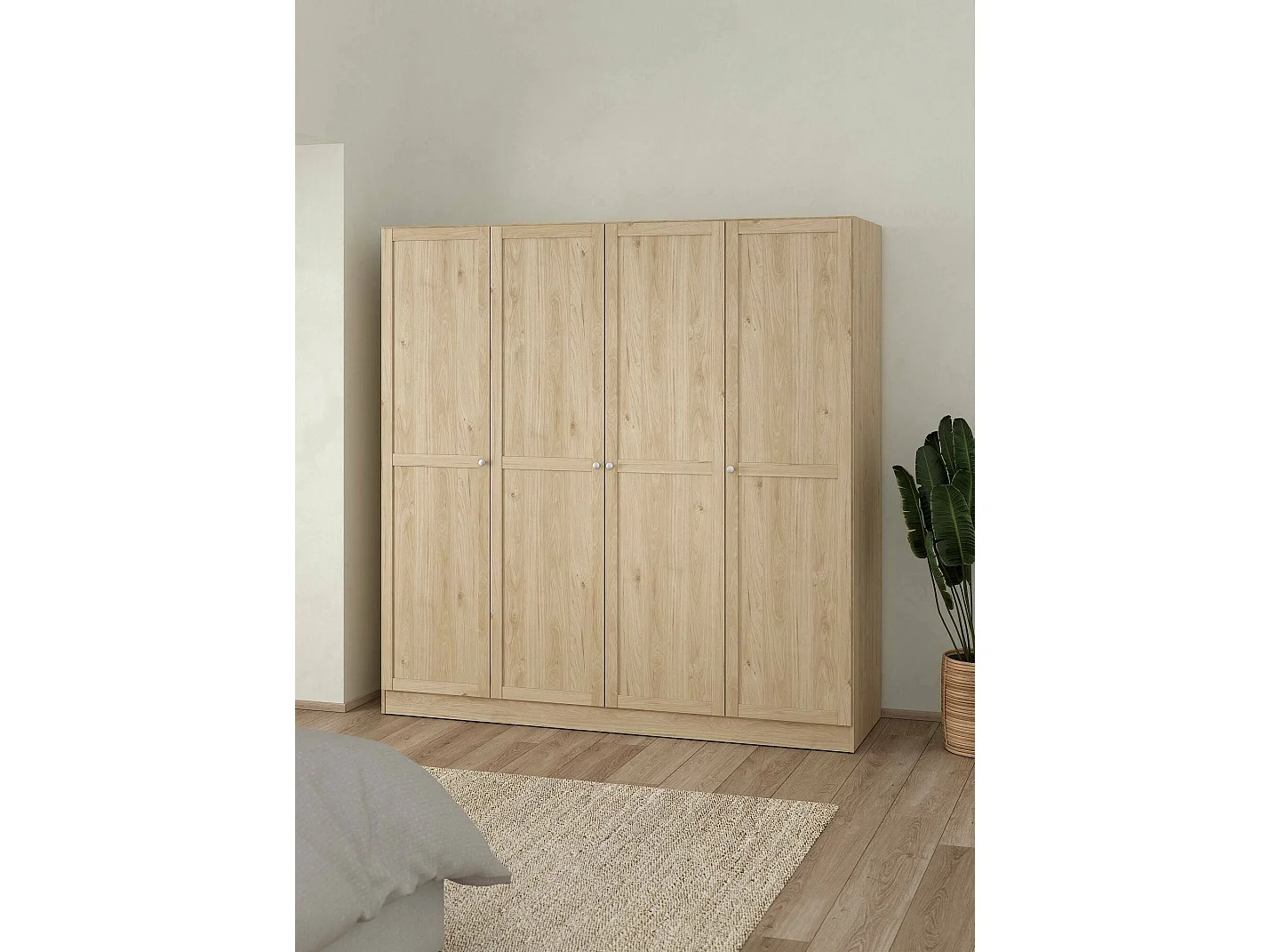 Grande Garde-robe Dserr, Meubles de chambre, Penderie de plain-pied, Placard à vêtements, 196x62 h200 cm, Chêne clair