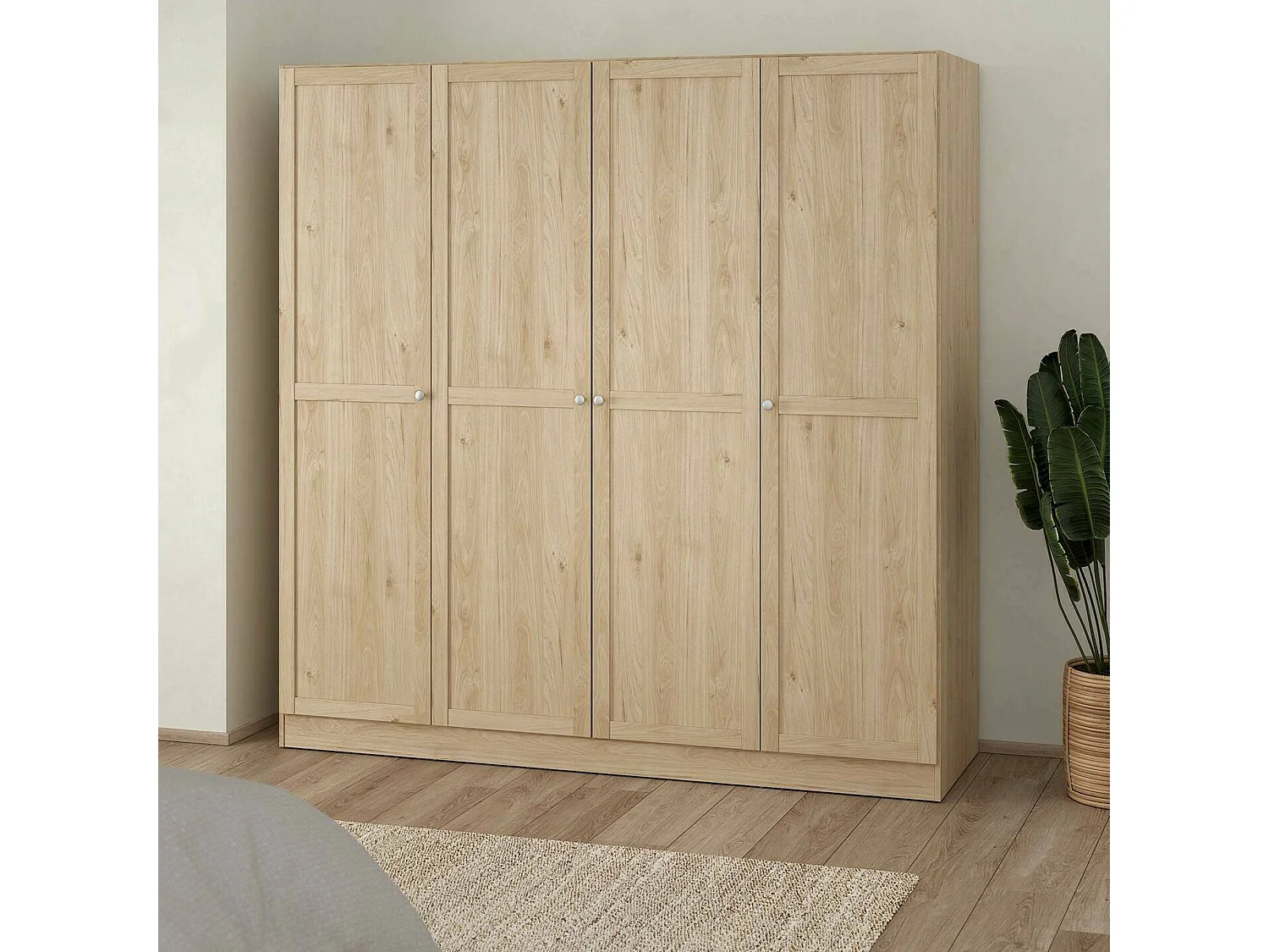 Grande Garde-robe Dserr, Meubles de chambre, Penderie de plain-pied, Placard à vêtements, 196x62 h200 cm, Chêne clair