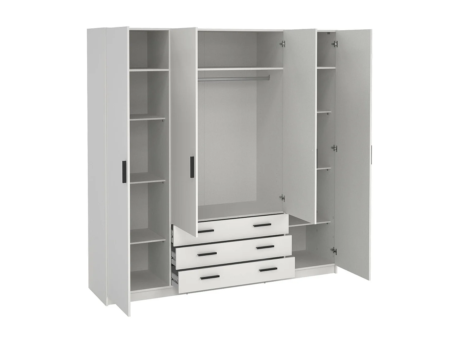 GroÃŸer Kleiderschrank Dserafin, Schlafzimmermöbel, Schrank, Garderobe, 196x50 h200 cm, WeiÃŸ