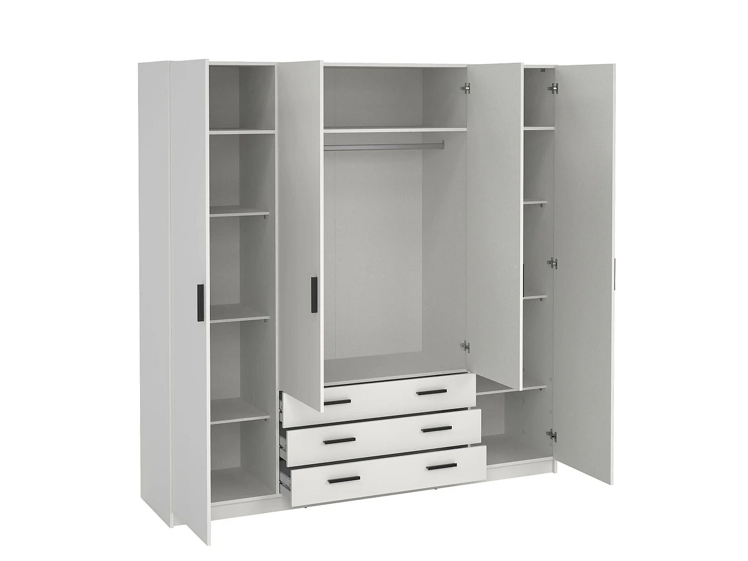 Grande Garde-robe Dserafin, Meubles de chambre, Penderie de plain-pied, Placard à vêtements, 196x50 h200 cm, Blanc