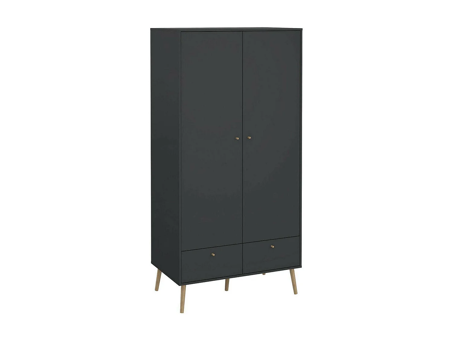 Garde-robe 2 portes Dscarp, Meubles de chambre, Penderie de plain-pied, Placard à vêtements, 99x58 h200 cm, Gris