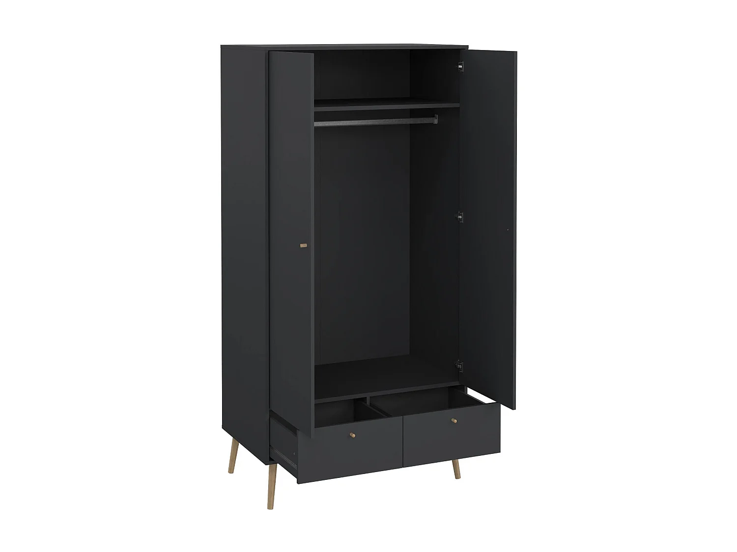 Garde-robe 2 portes Dscarp, Meubles de chambre, Penderie de plain-pied, Placard à vêtements, 99x58 h200 cm, Gris