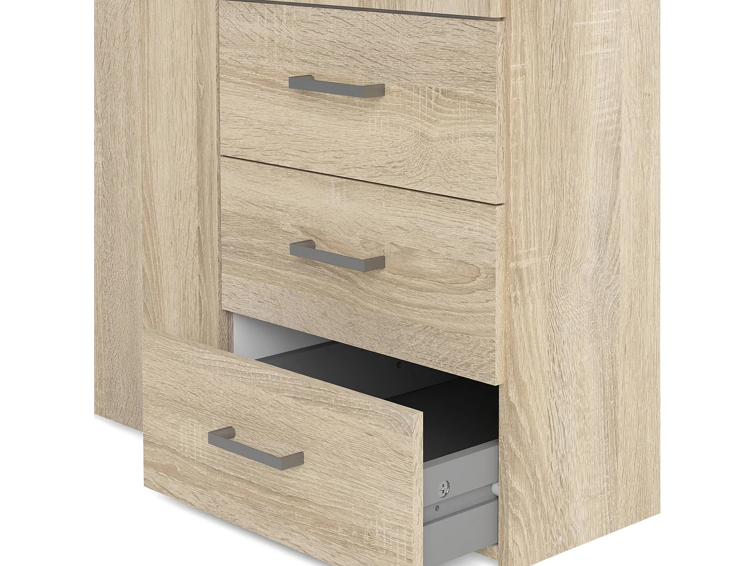 Garde-robe 3 portes Dsemplic, Meubles de chambre, Penderie de plain-pied, Placard à vêtements, 116x50 h200 cm, Chêne