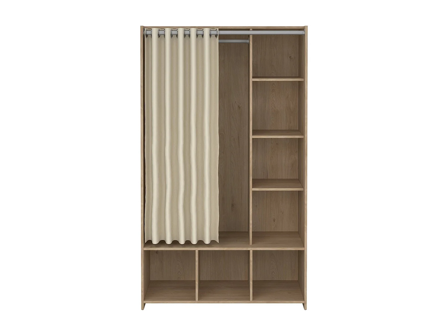 Dseverin grote kledingkast, Slaapkamermeubilair, Inloopkast, Kledingkast, 105x48 h180 cm, Eiken en Beige
