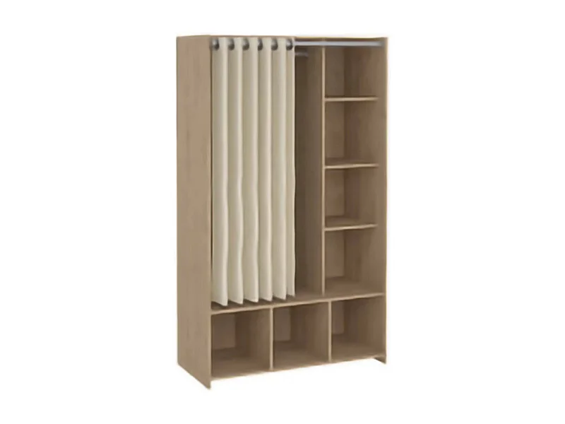 Dseverin grote kledingkast, Slaapkamermeubilair, Inloopkast, Kledingkast, 105x48 h180 cm, Eiken en Beige