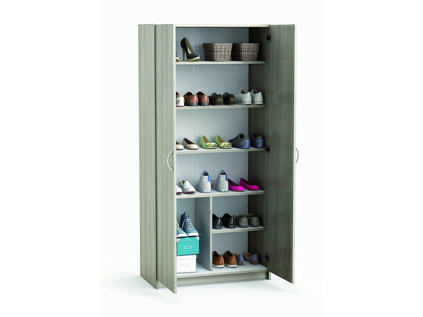 Armoire polyvalente à 2 portes Dsöderber, Meubles multifonctionnels, Casier à chaussures, Support à chaussures pour armoire, 80x41 h170 cm, Chêne clair