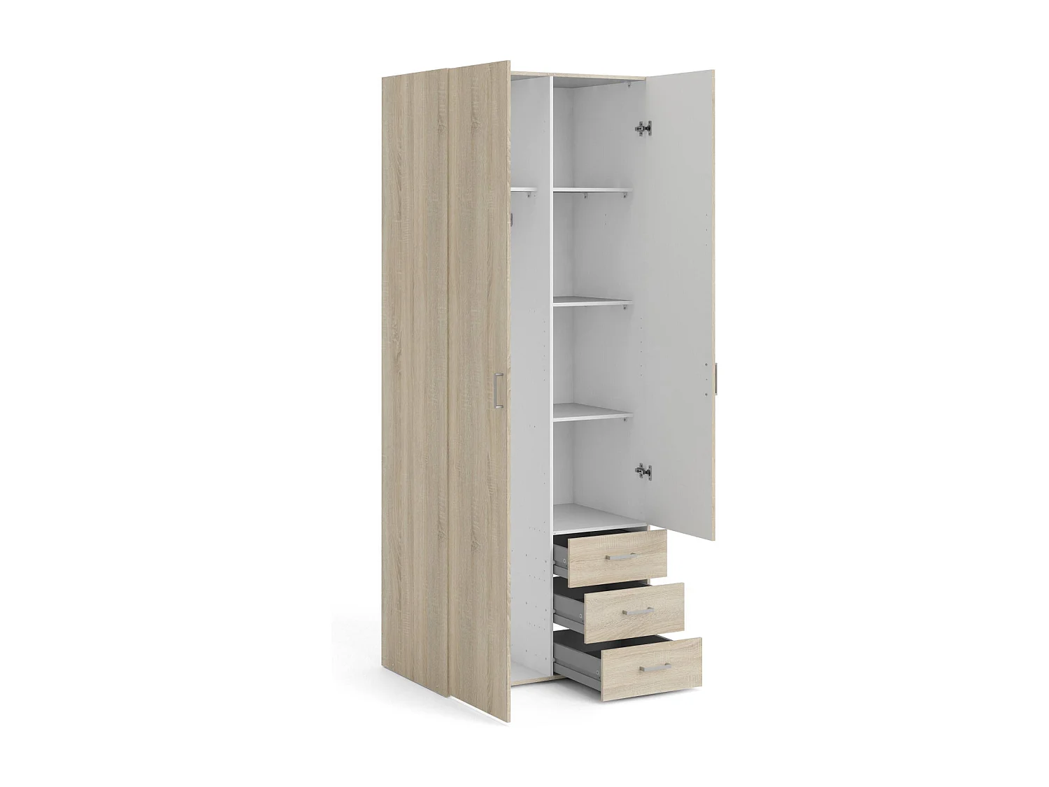 Garde-robe 2 portes Dscaratt, Meubles de chambre, Penderie de plain-pied, Placard à vêtements, 78x50 h200 cm, Chêne