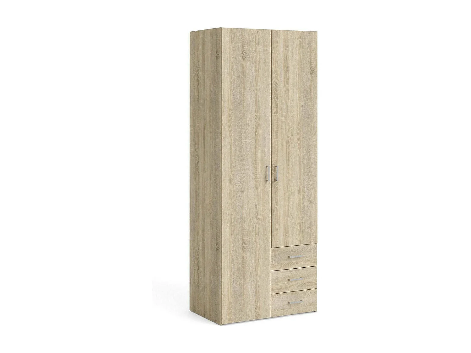 Garde-robe 2 portes Dscaratt, Meubles de chambre, Penderie de plain-pied, Placard à vêtements, 78x50 h200 cm, Chêne