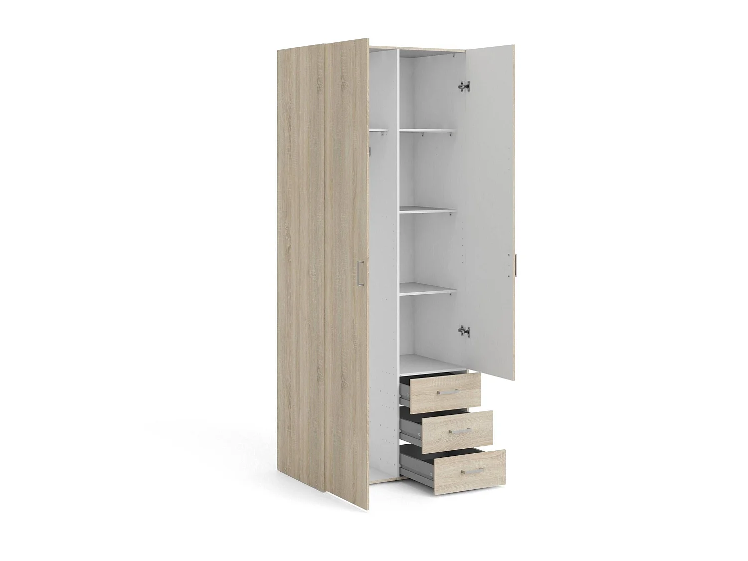 Armário Dscaratt 2 portas, Móveis de quarto, Armário, Armário, 78x50 h200 cm, Carvalho