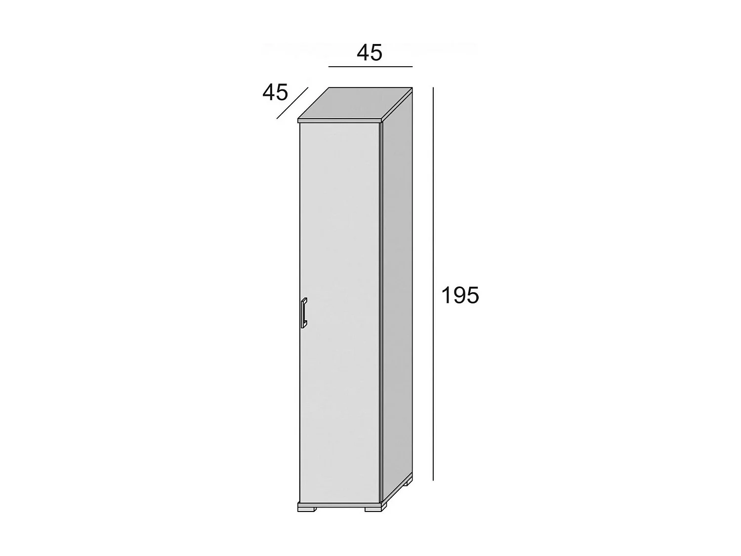 Dacaci multifunctionele kledingkast, lineaire kast met 1 draaideur en 4 verstelbare planken, kolomkast voor badkamer, 100% Made in Italy, 45x45h195 cm, eiken en wit